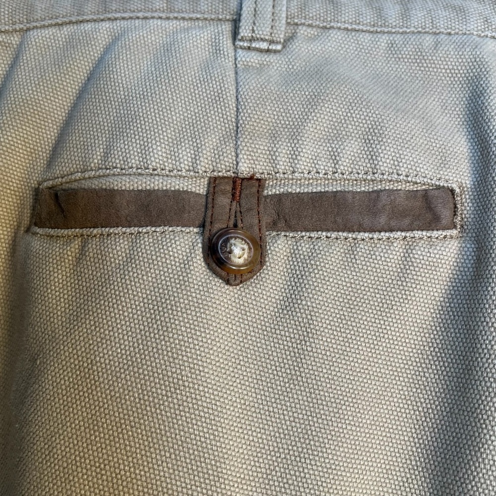 Orvis Men’s Heavyweight Cotton Textured Rugged Tan Pants With Leather Trim W36 … - Picture 7 of 10